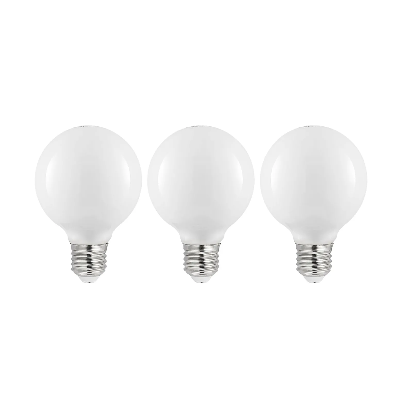 LED-lamppu E27 8W G80 2,700K himmennettävä, opaali, 3 kpl:n setti