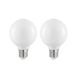 LED-lamppu E27 8W G80 2,700K himmennettävä, opaali, 2 kpl sarja