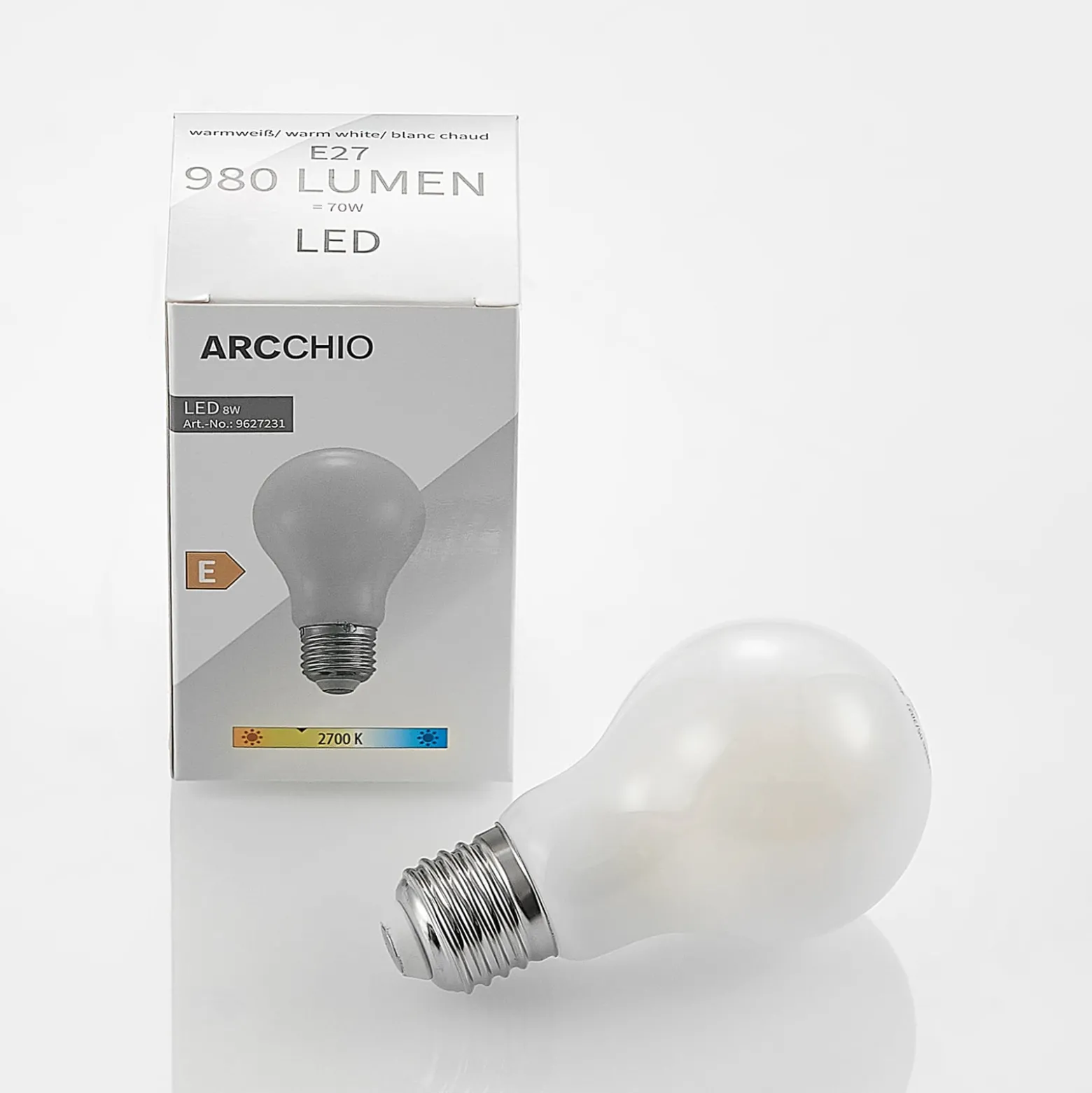 LED-lamppu E27 8W 2700K himmennettävä, opaali, 2x