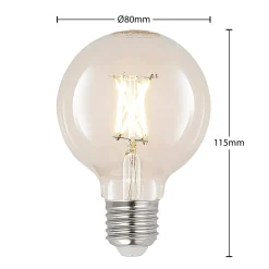 LED-lamppu G80 E27, 4 W, 2 700 K, hehkulanka, kirkas, himmennettävä