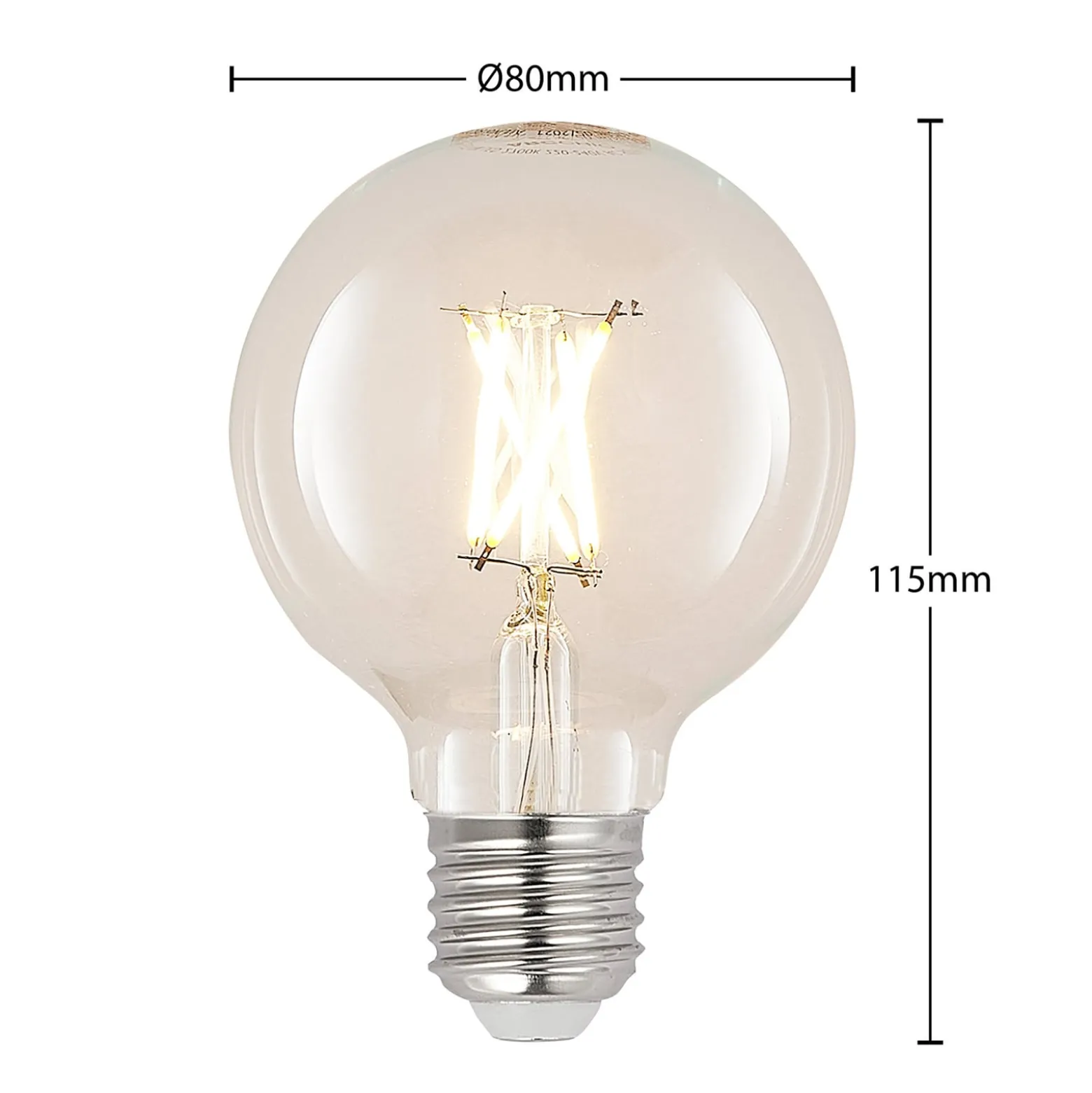 LED-lamppu G80 E27, 4 W, 2 700 K, hehkulanka, kirkas, himmennettävä