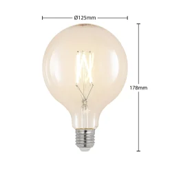 LED-lamppu G125 E27, 6 W, 2 700 K, kirkas hehkulanka, himmennettävä