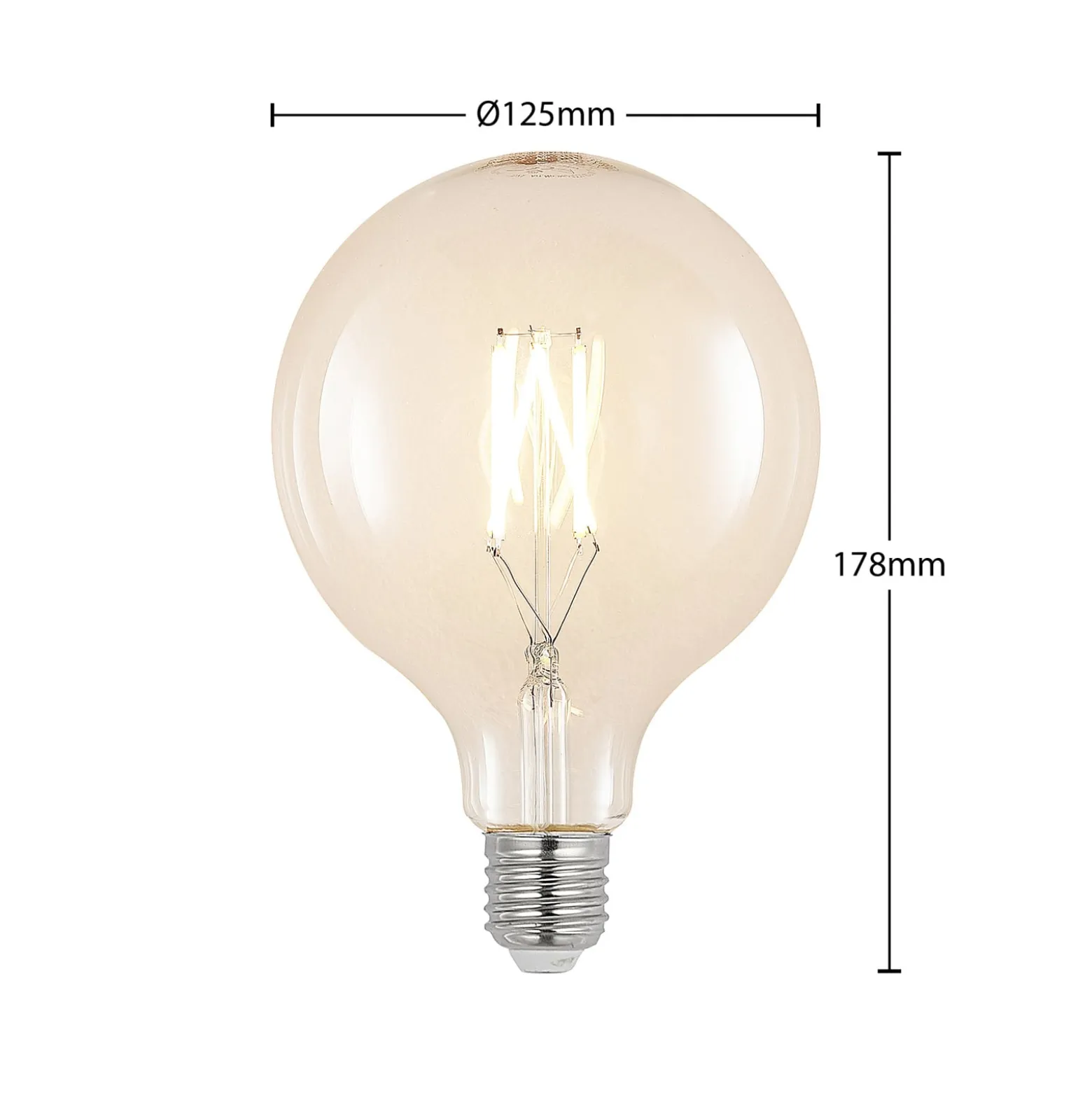 LED-lamppu G125 E27, 6 W, 2 700 K, kirkas hehkulanka, himmennettävä