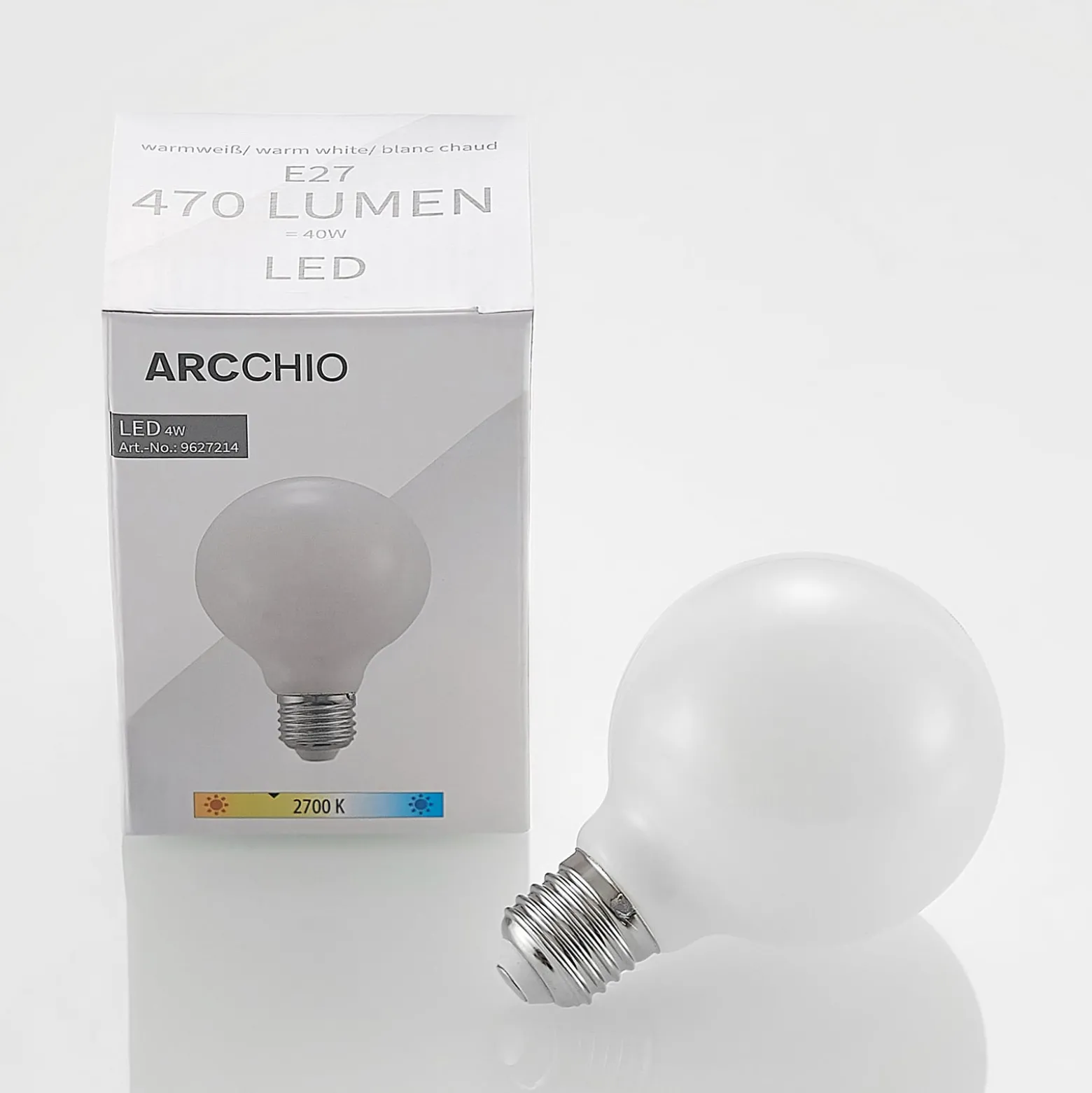 LED-lamppu G80 E27, 4 W, 2 700 K, opaali, himmennettävä