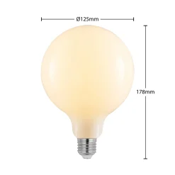 LED-lamppu G125 E27, 6 W, 2 700 K, opaalinen, himmennettävä