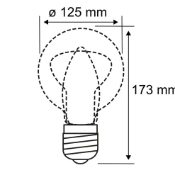 LED-lasilamppu E27 9W G125 Fil 2,700K opaali himmennettävä