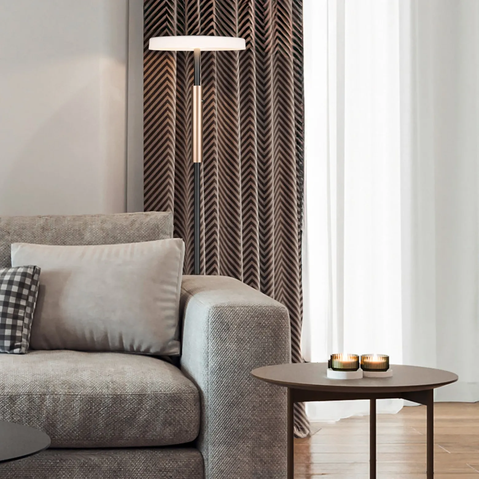 LED-lattiavalaisin Celeste valkoinen/ruskea 160 cm lasi/metalli Touchdim