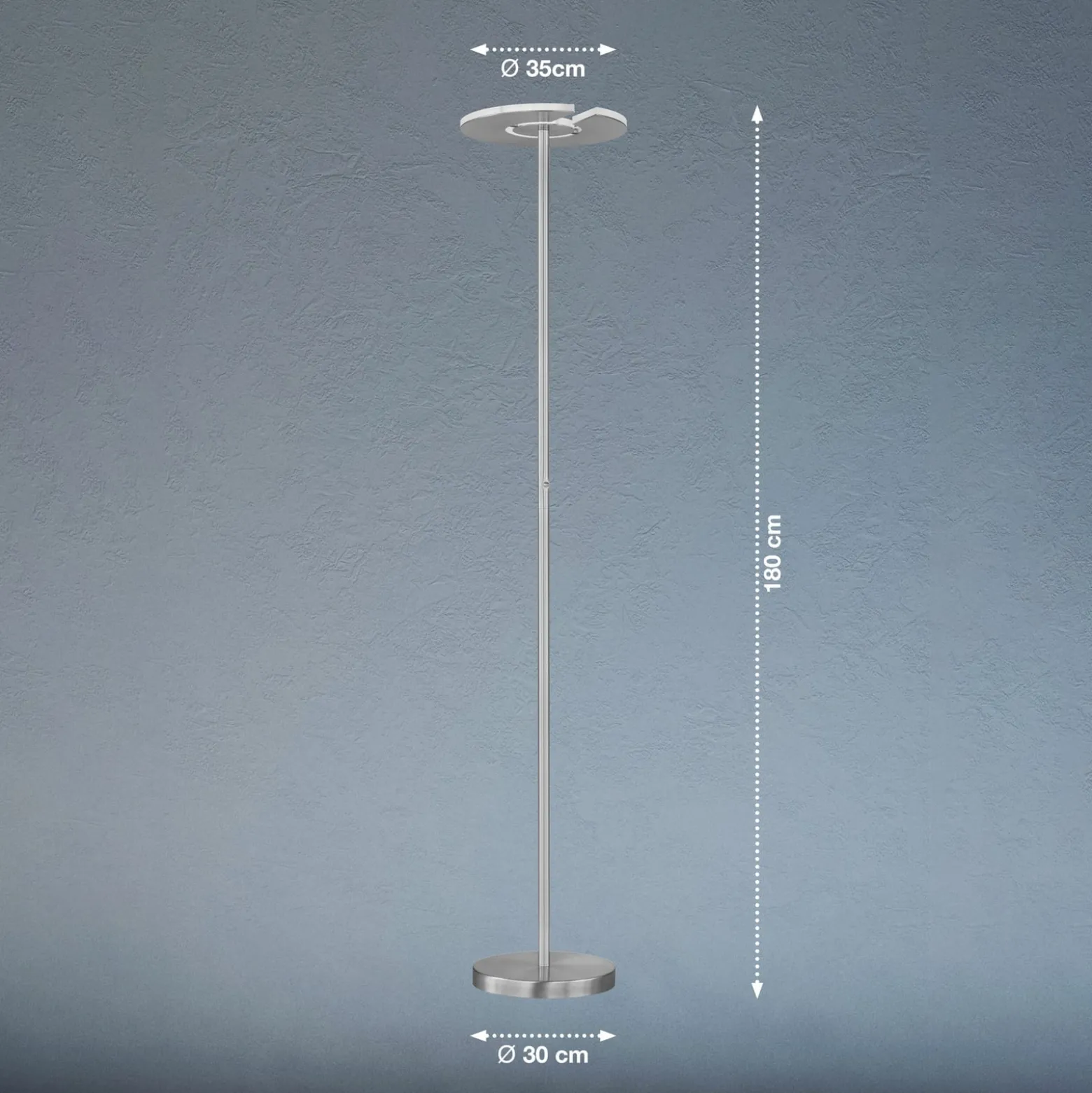 LED-lattiavalaisin Dent, matta nikkeli/kromi, 180 cm, CCT, 1-valo.