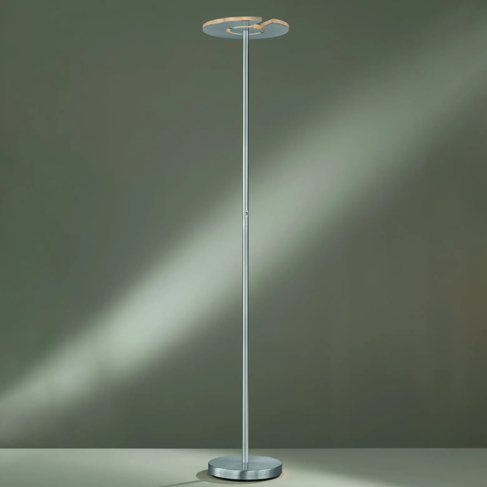 LED-lattiavalaisin Dent, matta nikkeli/kromi, 180 cm, CCT, 1-valo.