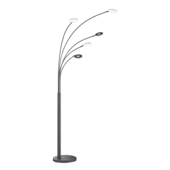 LED-lattiavalaisin Dent, musta, 225 cm, metalli, CCT, 5-lamppuinen