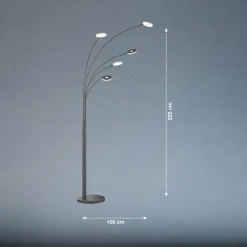 LED-lattiavalaisin Dent, musta, 225 cm, metalli, CCT, 5-lamppuinen