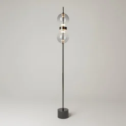 LED-lattiavalaisin DOUBLE MOON, musta/savuharmaa, korkeus 146 cm