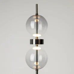LED-lattiavalaisin DOUBLE MOON, musta/savuharmaa, korkeus 146 cm