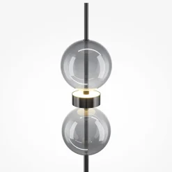 LED-lattiavalaisin DOUBLE MOON, musta/savuharmaa, korkeus 146 cm