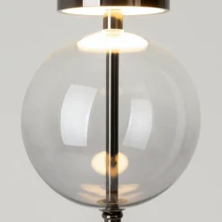 LED-lattiavalaisin DOUBLE MOON, musta/savuharmaa, korkeus 146 cm