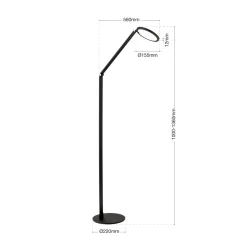 LED-lattiavalaisin Fati, korkeus 136 cm, musta, alumiinia, himmennin
