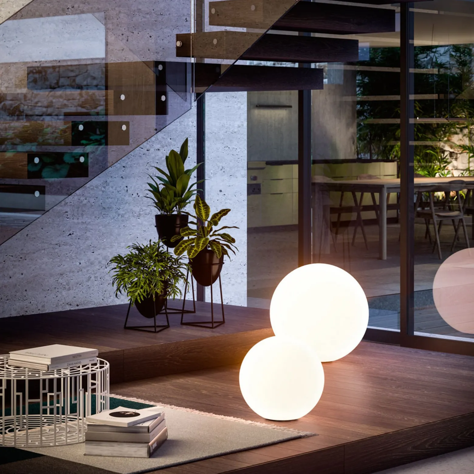 LED lattiavalaisin Oh!, Ø 55 cm, E27, polykarbonaatti, valkoinen