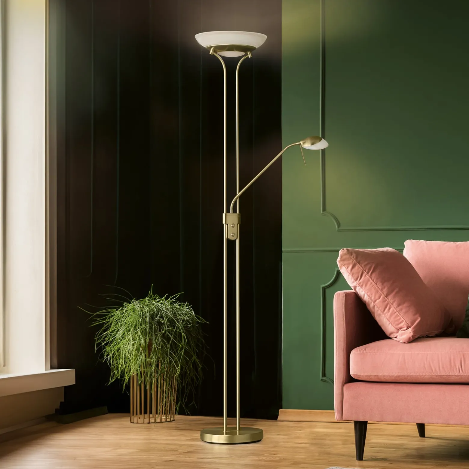 LED-lattiavalaisin Pool, messinginvärinen, korkeus 182 cm, 2-valo.