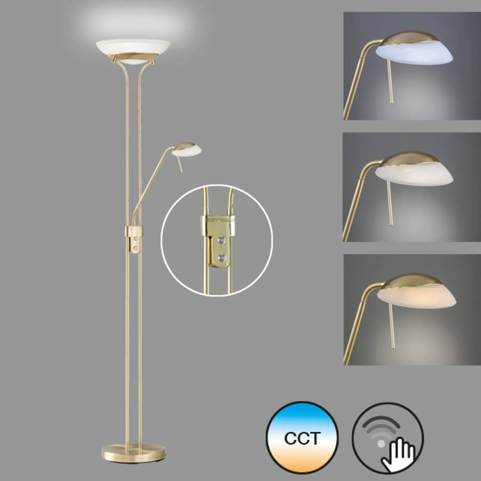 LED-lattiavalaisin Pool, messinginvärinen, korkeus 182 cm, 2-valo.