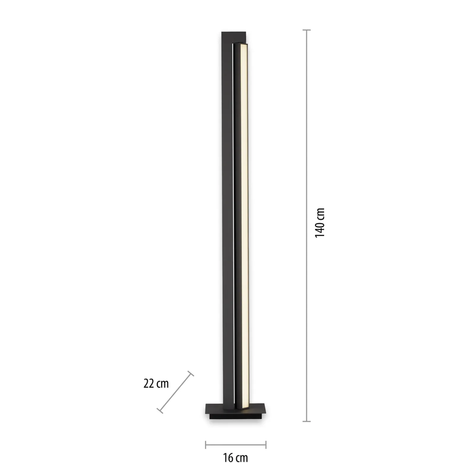 LED-lattiavalaisin PURE Lines, antrasiitti, kaukosäädin, 140 cm
