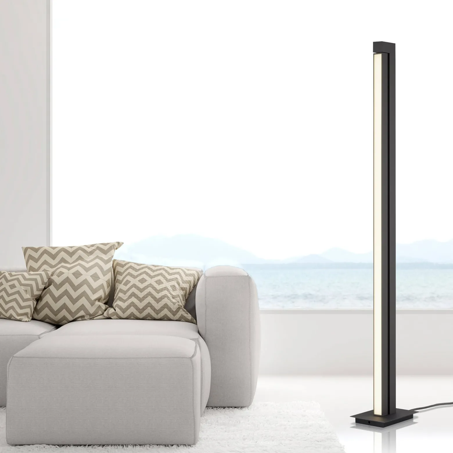 LED-lattiavalaisin PURE Lines, antrasiitti, kaukosäädin, 140 cm