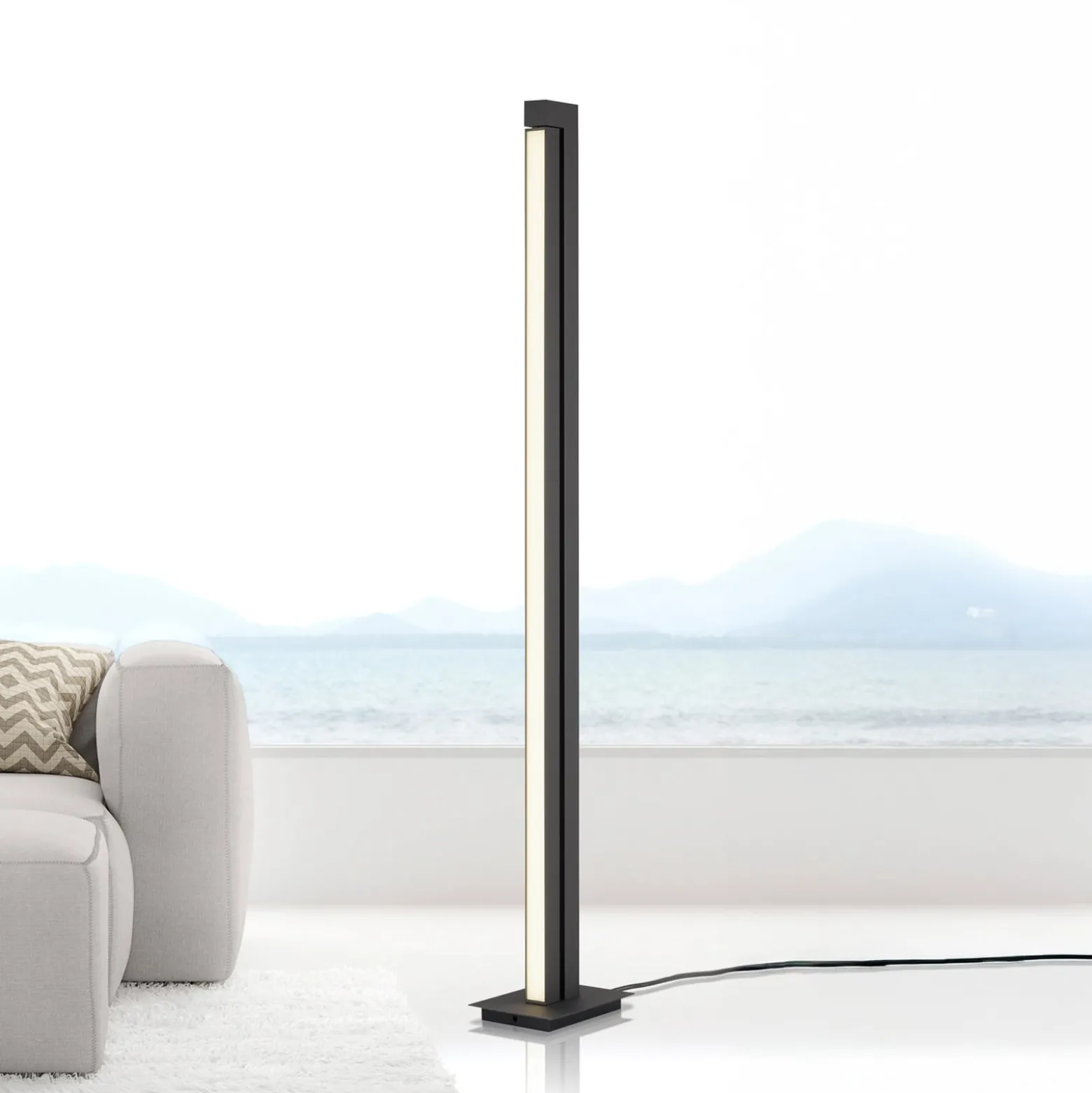 LED-lattiavalaisin PURE Lines, antrasiitti, kaukosäädin, 140 cm