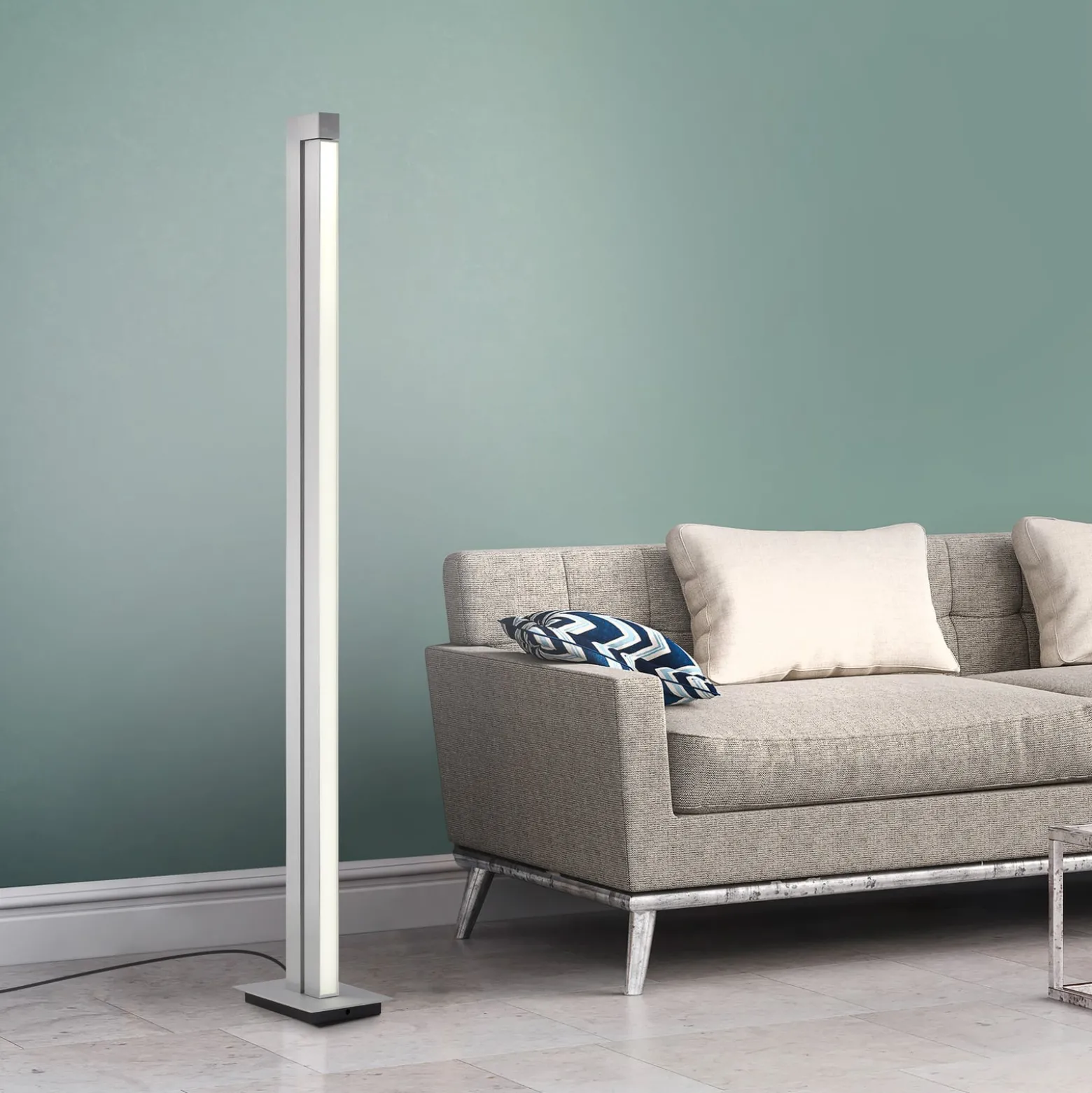 LED-lattiavalaisin PURE Lines, hopea, kaukosäädin, 140 cm