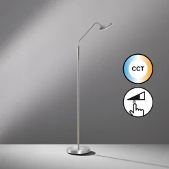 LED-lattiavalaisin Tallri, nikkelin värinen, korkeus 135 cm, CCT-arvo