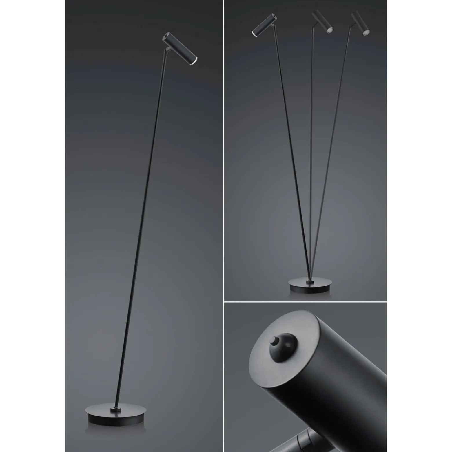 LED-lattiavalaisin Tom himmennettävä, musta