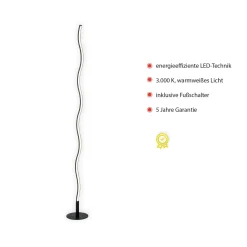 LED-lattiavalaisin Wave 3 000 K, 120 cm, musta