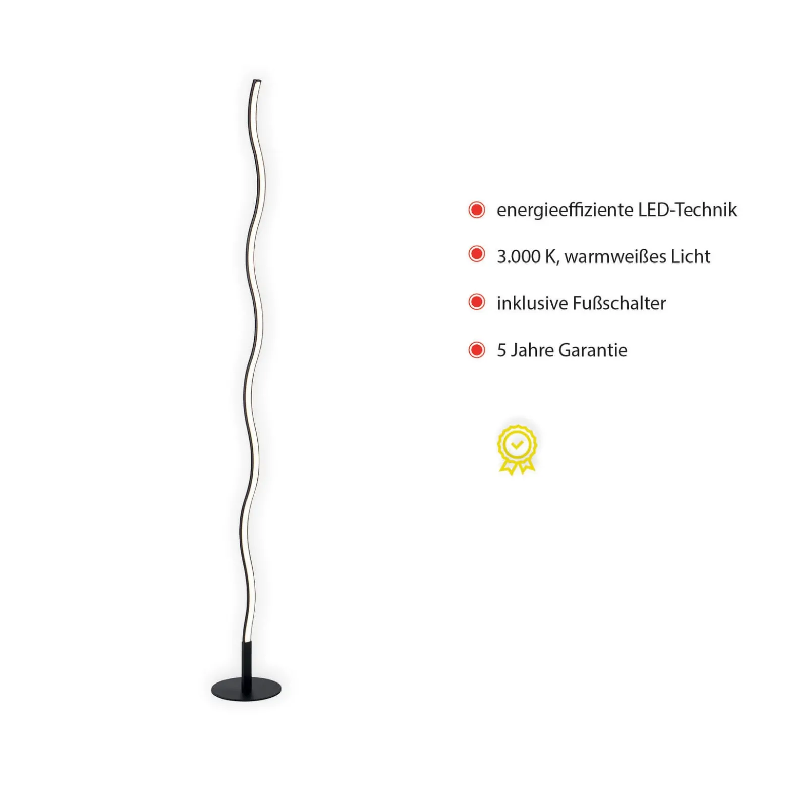 LED-lattiavalaisin Wave 3 000 K, 120 cm, musta
