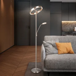 LED-lattiavalaisin Willis, nikkeli, korkeus 180 cm, metalli CCT-himmennin