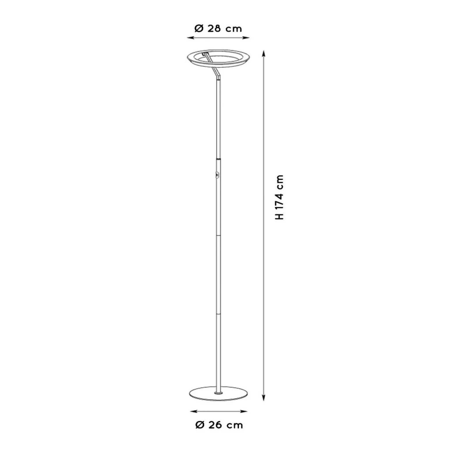 LED-lattiavalo Celeste, musta, korkeus 174 cm, metalli