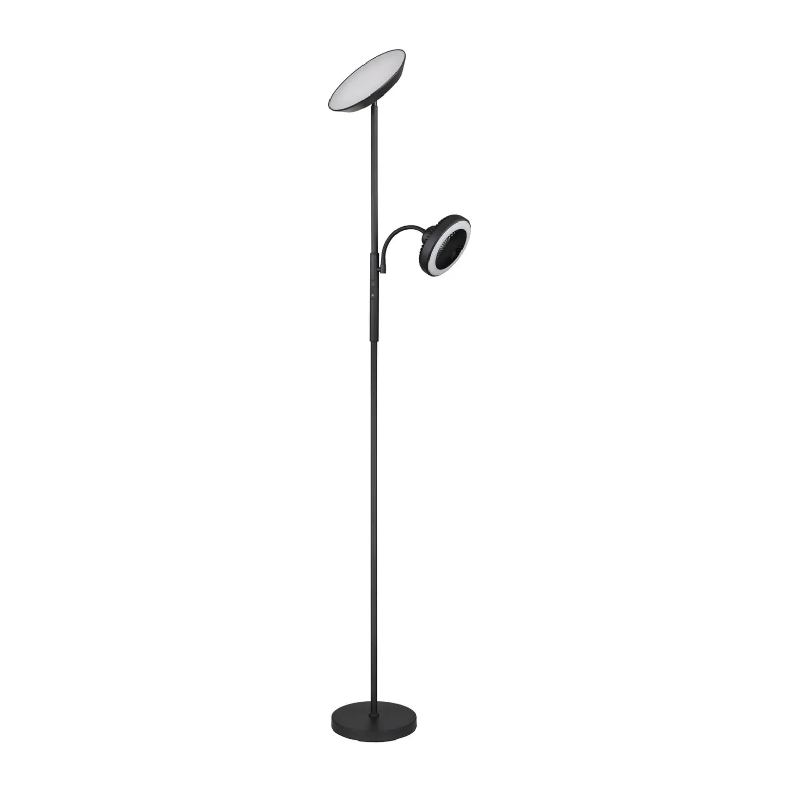 LED-lattiavalo Davyd, musta, 178 cm, lukuvalo, tuuletin
