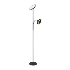 LED-lattiavalo Davyd, musta, 178 cm, lukuvalo, tuuletin