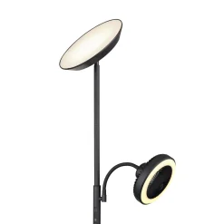 LED-lattiavalo Davyd, musta, 178 cm, lukuvalo, tuuletin