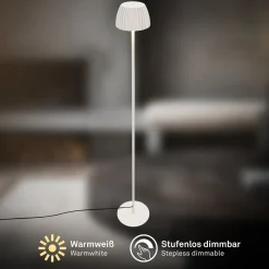 LED-lattiavalo Loca, vanha valkoinen, korkeus 123 cm, muovi/metalli