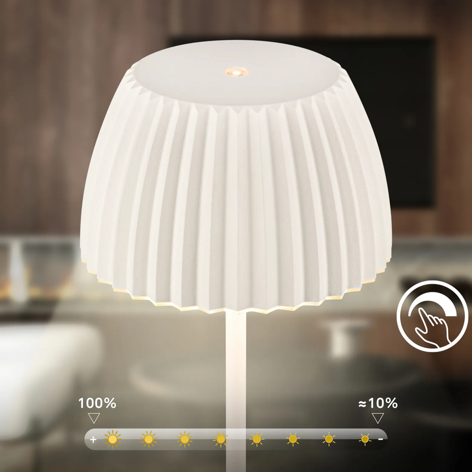 LED-lattiavalo Loca, vanha valkoinen, korkeus 123 cm, muovi/metalli