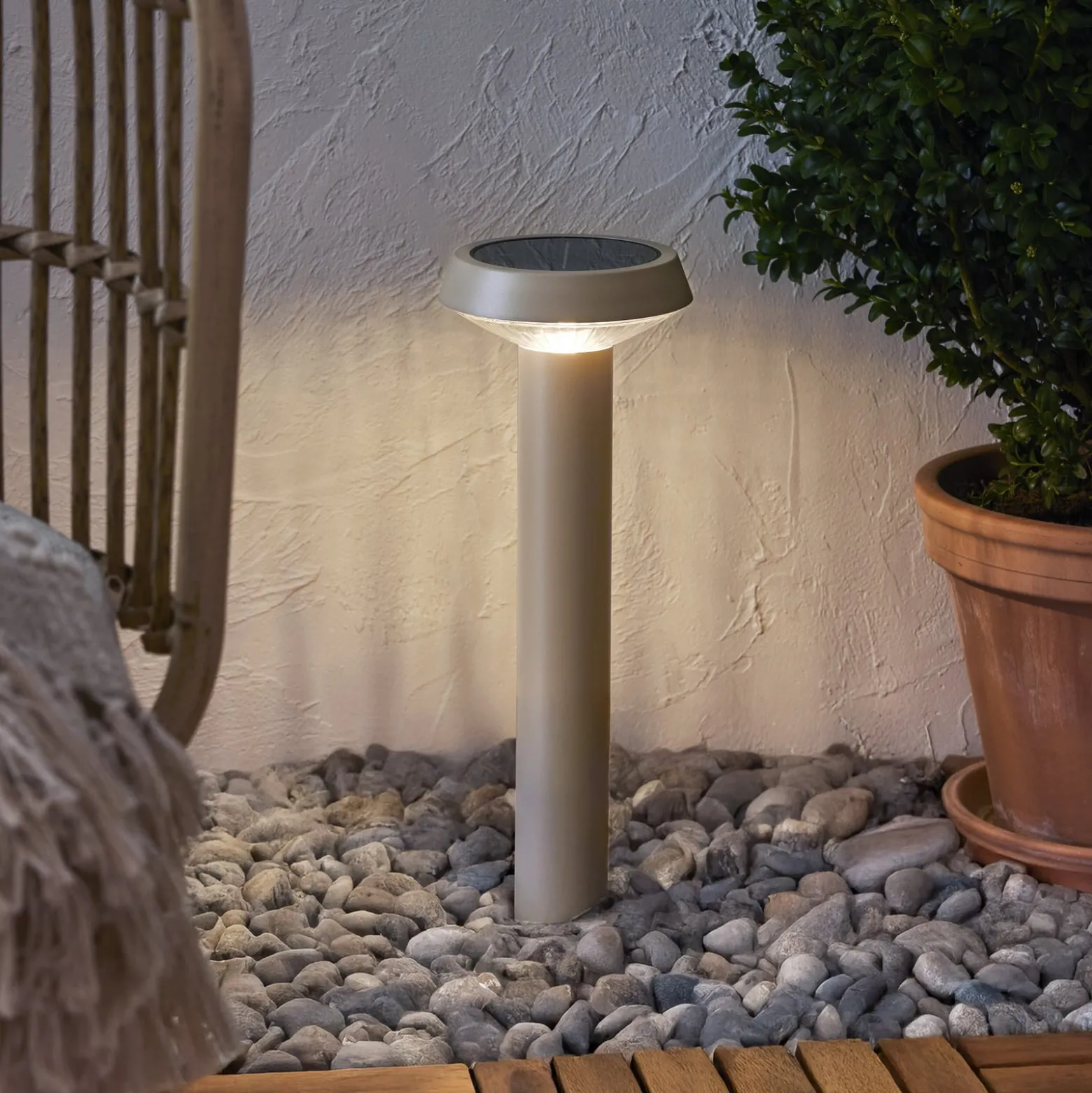 LED-maapiikkivalaisin Casa, beige, korkeus 45 cm