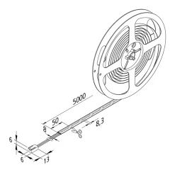 LED-nauha Basic-Tape S, IP54, 3,000K, pituus 500cm
