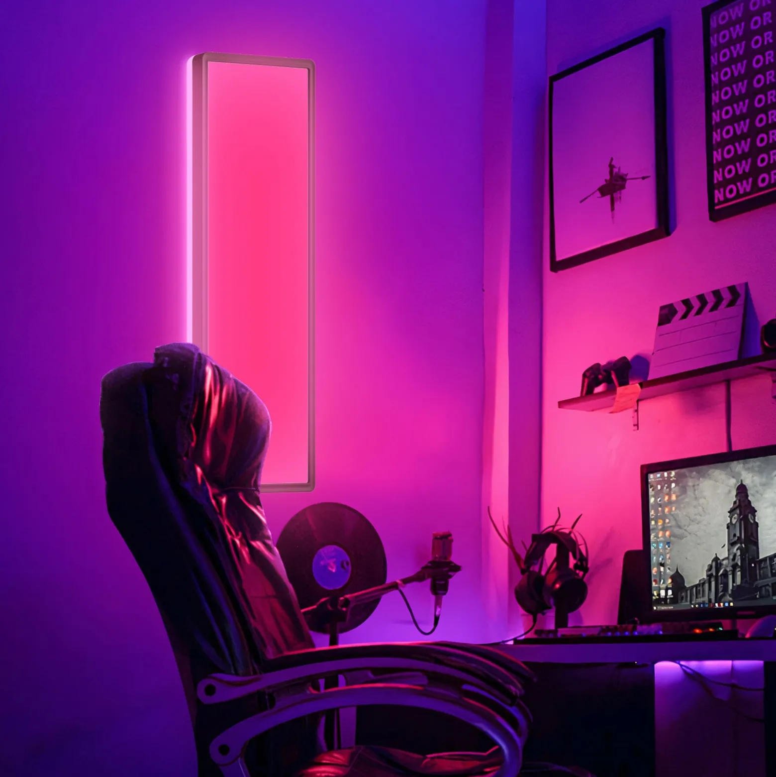 LED-paneeli Slim kaukosäädin RGBW, 58 x 20 cm, musta, taustavalo