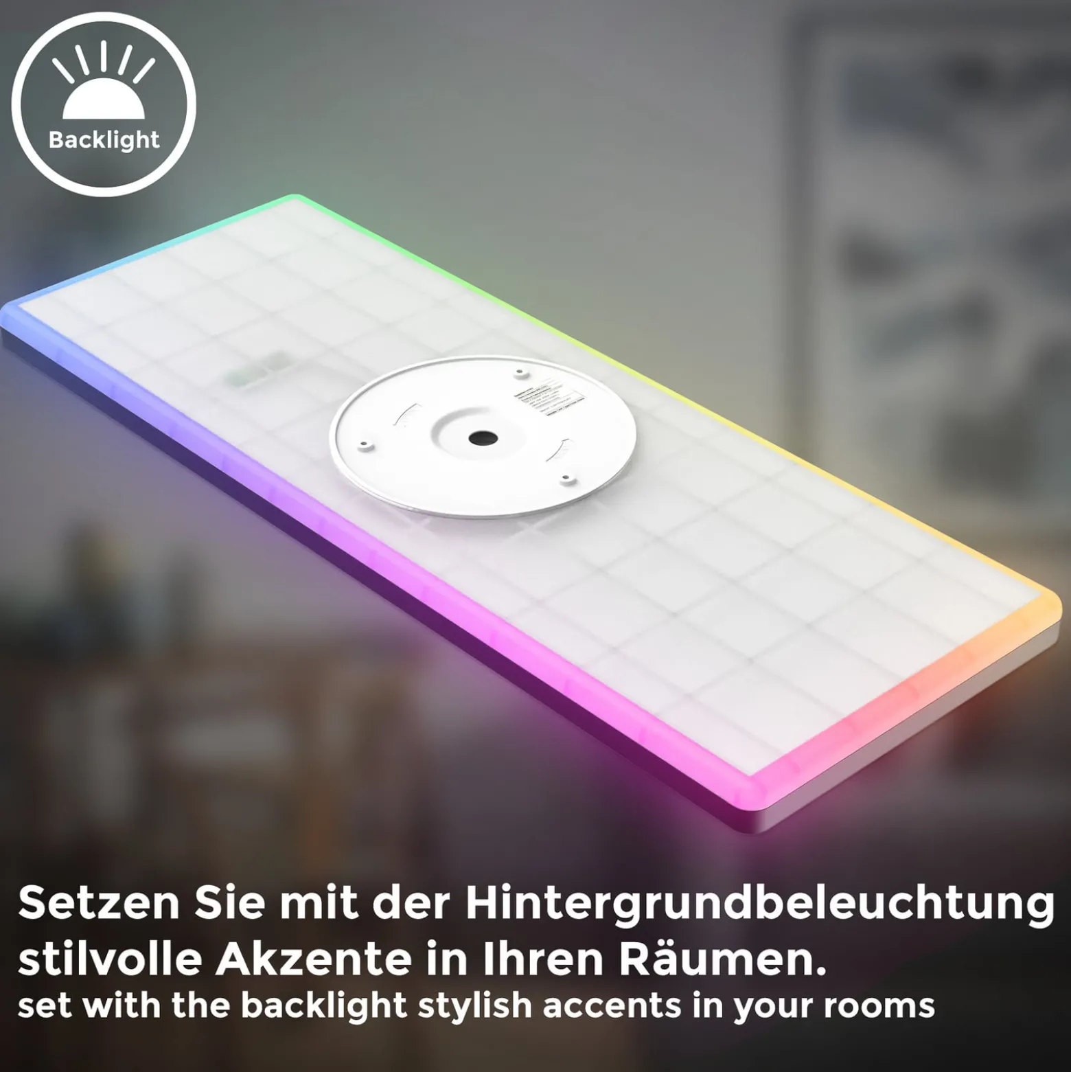 LED-paneeli Slim kaukosäädin RGBW, 58 x 20 cm, musta, taustavalo