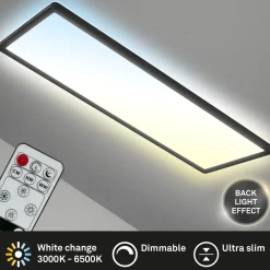 LED-Panel Slim musta, ultraohut, CCT, 59 x 20 cm