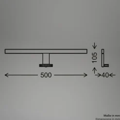 LED-peililamppu Dun 2 in 1, musta matta, IP44, pituus 50 cm