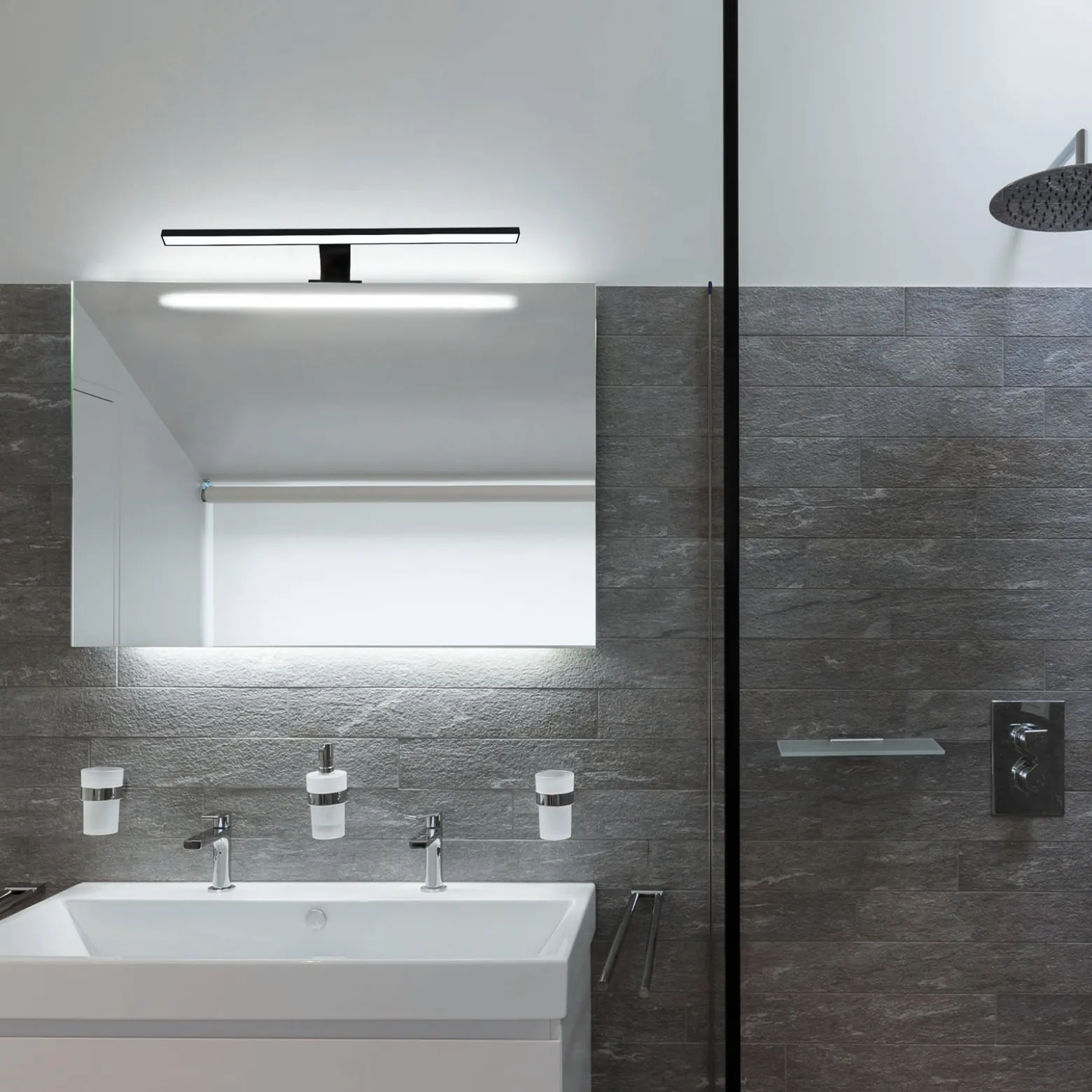 LED-peilivalaisin Bill, B 60 cm, musta, metalli, 4 000 K
