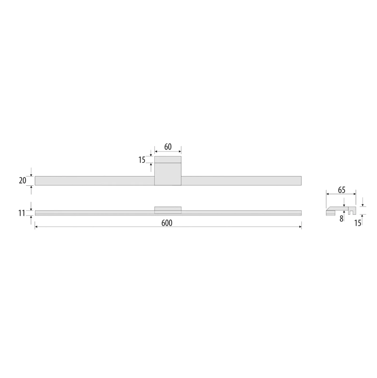 LED-peilivalaisin Triga IP44, kromi, 60cm, 3,000K