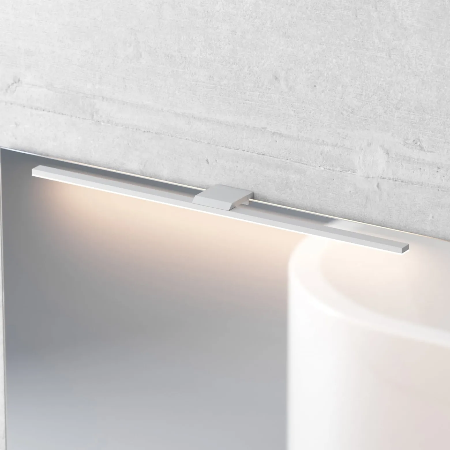 LED-peilivalaisin Triga, IP44, valkoinen, 60cm, 4000K, 4,000K