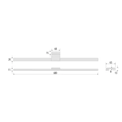 LED-peilivalaisin Triga, IP44, valkoinen, 60cm, 4000K, 4,000K