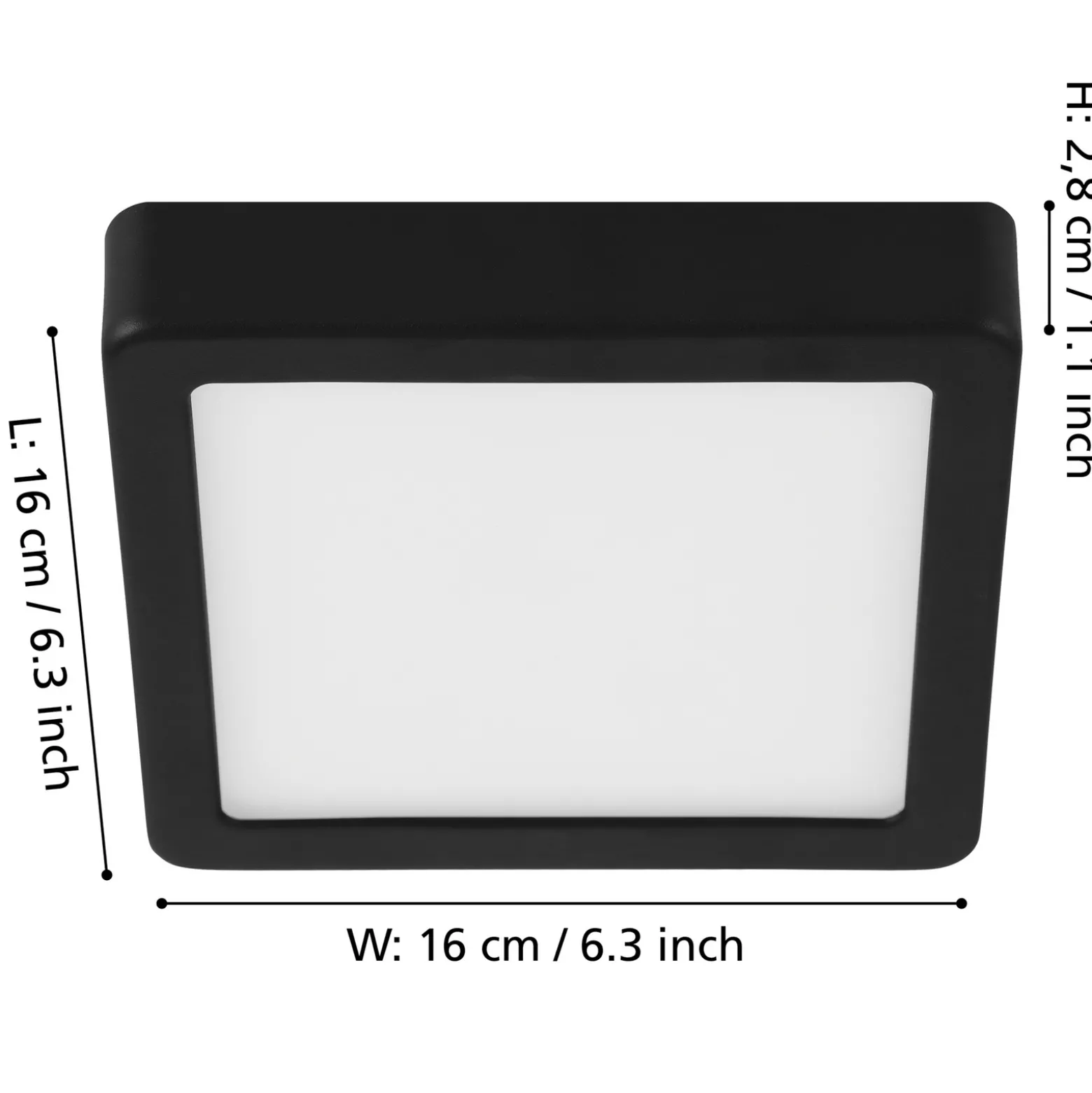 LED-pinta-asennuspaneeli Fueva 5 IP20 830 musta 16x16cm 16x16cm