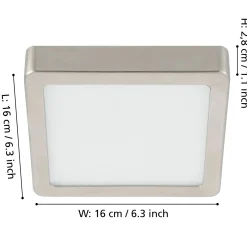 LED-pinta-asennuspaneeli Fueva 5 IP20 830 nikkeli 16x16cm 16x16cm